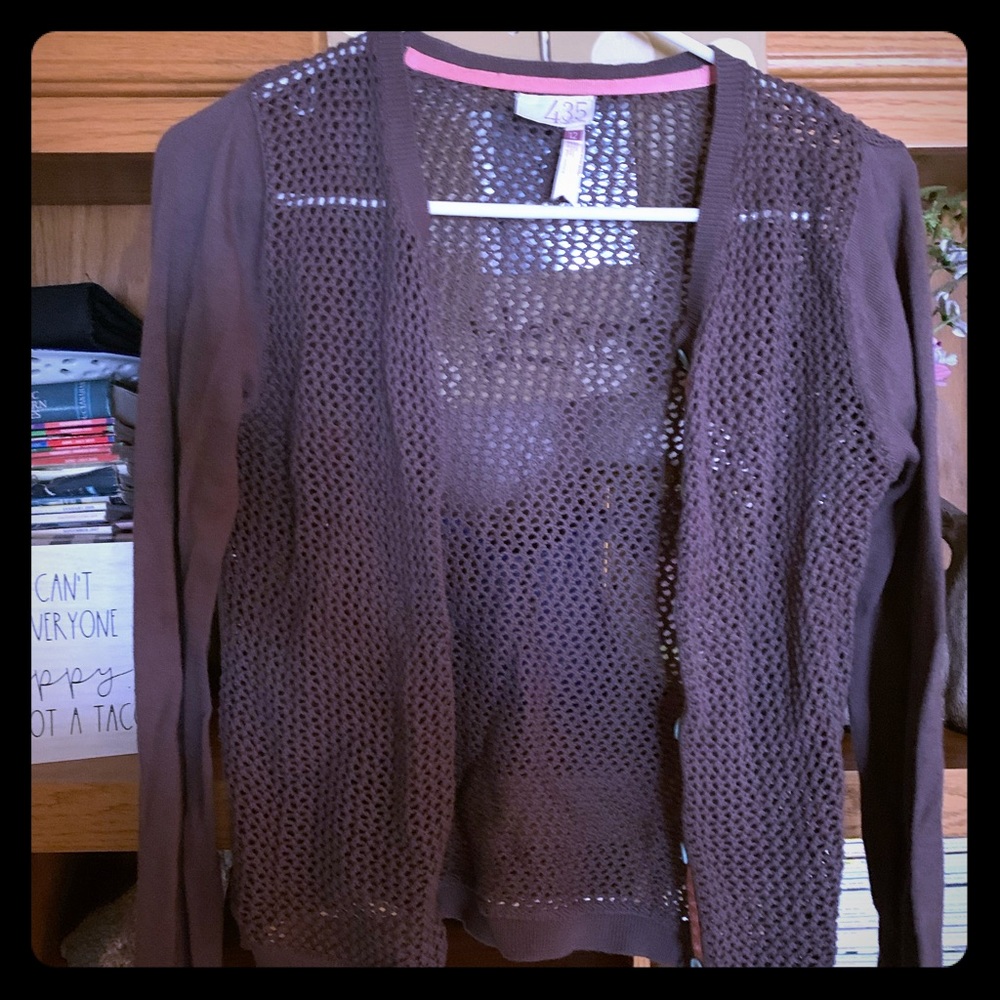 Matilda Jane sz 12 girls taupe (grayish) cardigan